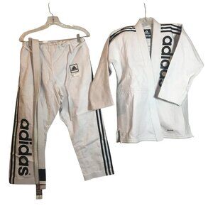 Adidas Jiu Jitsu Gi Set Youth Pant 24-28 Size 150 White Cotton Martial Arts